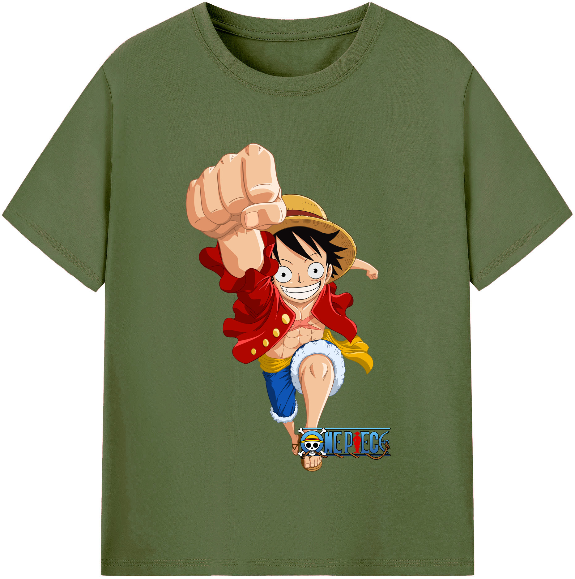 ワンピース モンキー・D・ルフィ ONE PIECE Monkey D. Luffy 綿100％半袖Tシャツ（フロントプリント）